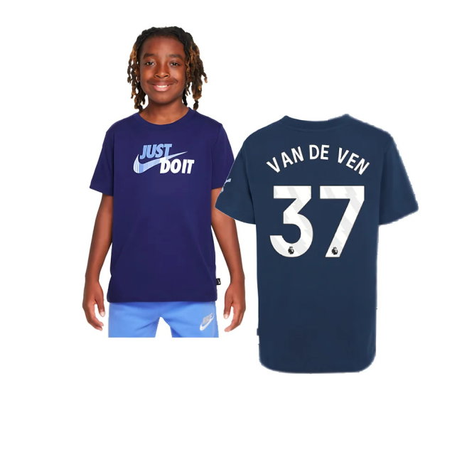 2024-2025 Tottenham Hotspur Just Do It T-Shirt (Navy) - Kids (Van De Ven 37)-SoccerKits Hub | Buy Soccer Jerseys Online
